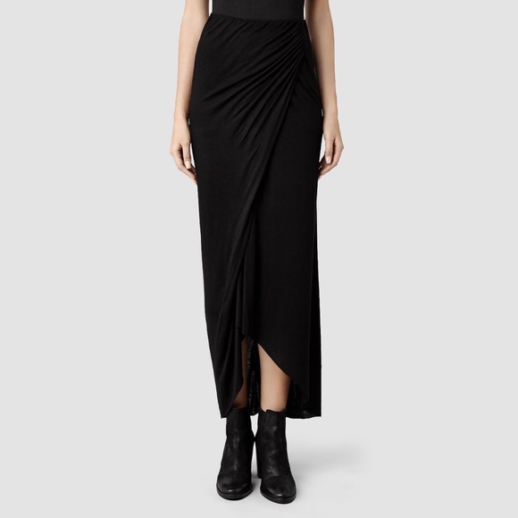 draped wrap maxi skirt